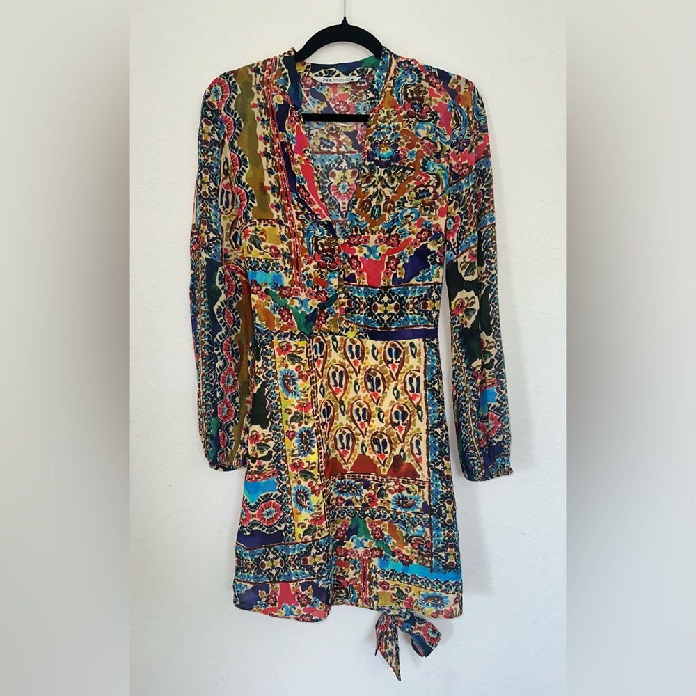 Zara Colorful Patchwork Long Sleeve Dress